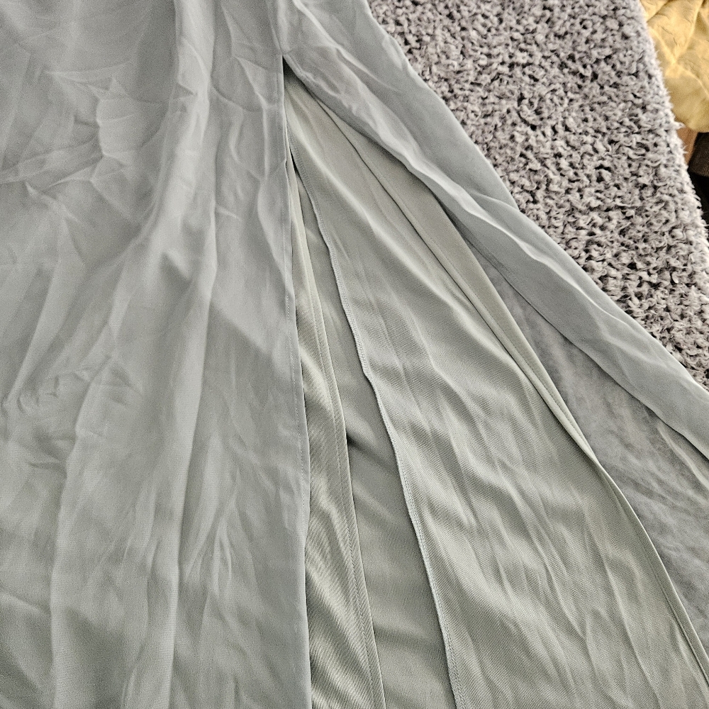 Birdy Grey Hannah Chiffon Maxi Dress Small Sage Flutter Sleeve Flowy Bridesmaid - Picture 7 of 13